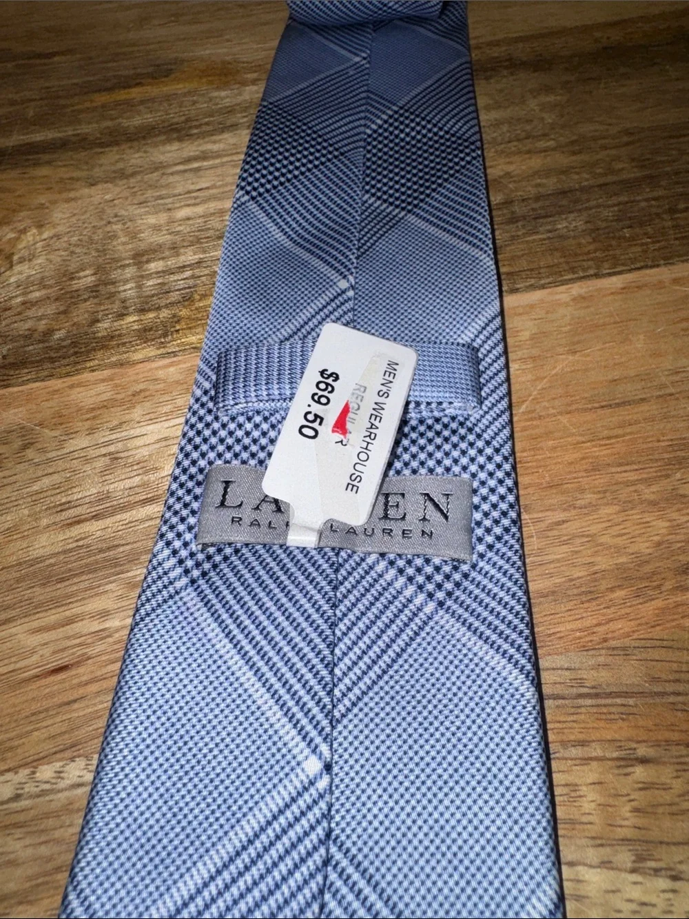 Lauren Ralph Lauren Blue/Grey Glen Plaid Prince of Wales  Men's Tie 60”